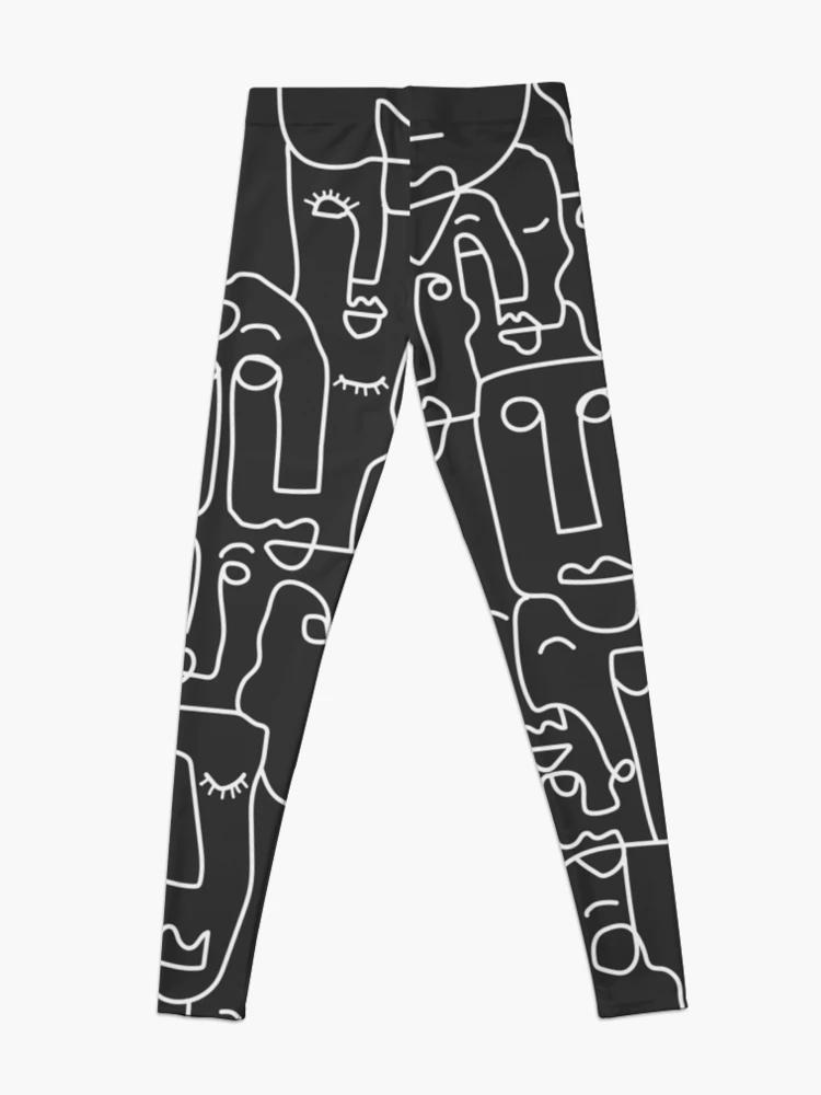 Face Line Drawing - abstract faces - Art Print one line artwork print white  Leggings for Sale by mashmosh