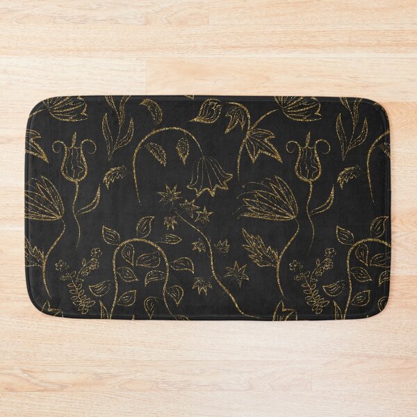 Item preview, Floral ornament gold seamless pattern, stylish texture. Gold trendy glitter print on black background designed and sold by fuzzyfox.