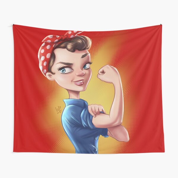 Rosie Riveter, Woven Tapestry Wall Art Hanging, Classic WWII Symbolic  Woman Factory Worker