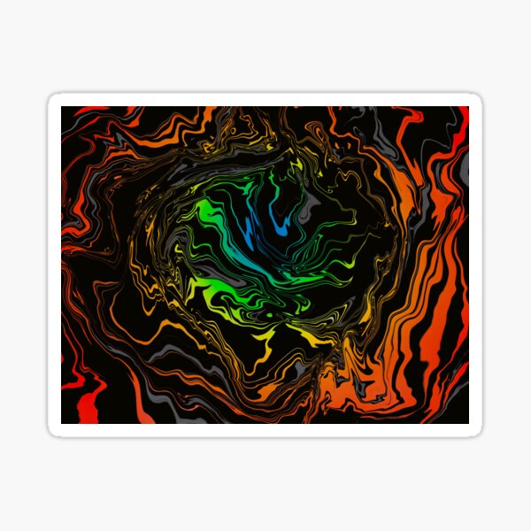 Rainbow & Black Marble Sticker