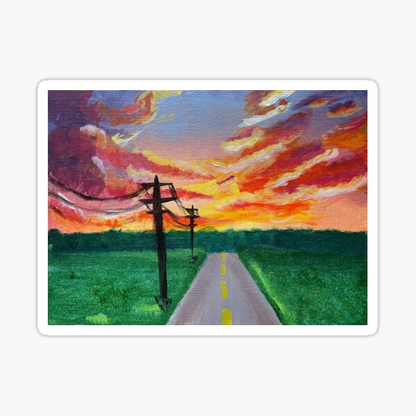Country Road Sunset Sticker