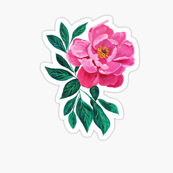 Single Magenta Flower on Mustard Sticker