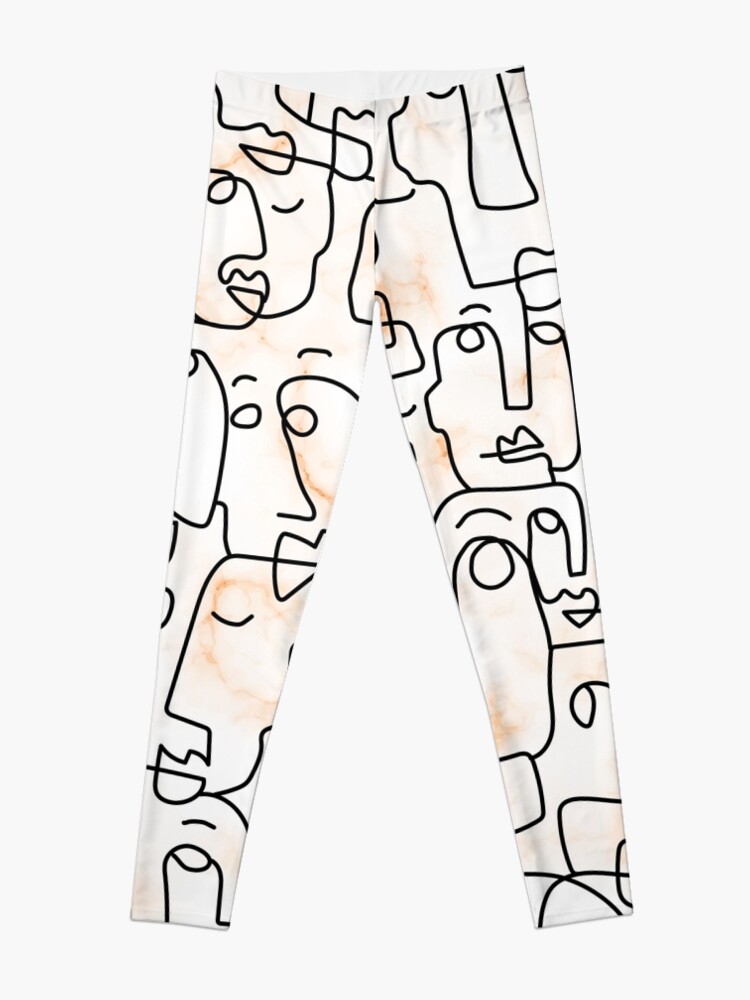 Face Line Drawing - abstract faces - Art Print one line artwork print white  Leggings for Sale by mashmosh