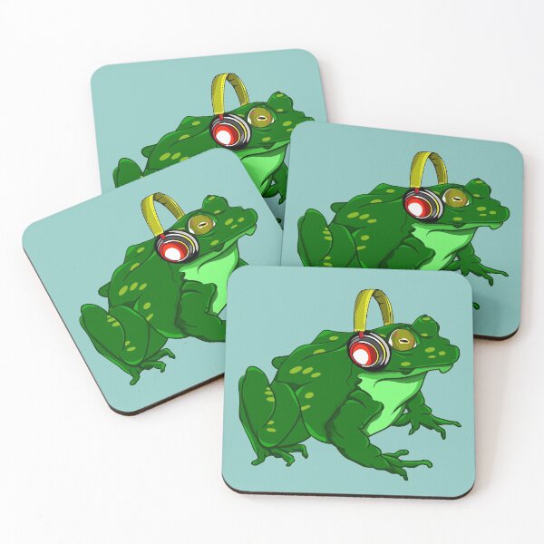 Item preview, Bullfrog Listening To Headphones designed and sold by piedaydesigns.