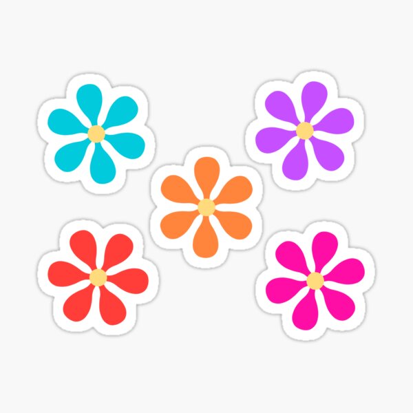 Mod Flowers 60s 70s Stickers Small Set of 60