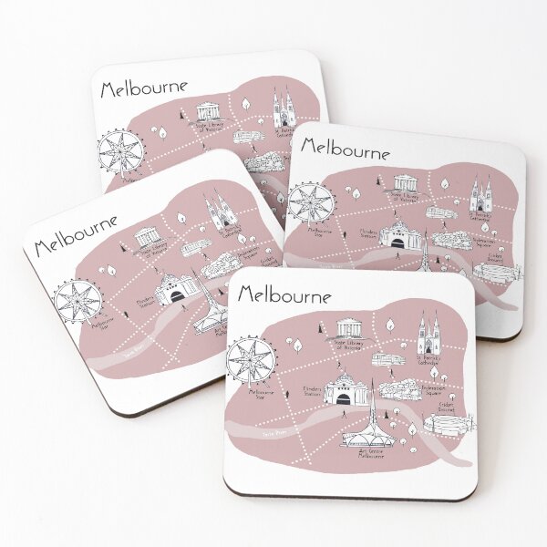 Item preview, Melbourne Map - Pink designed and sold by aMano-mapping.