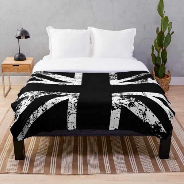 United Kingdom Black Flag Throw Blanket