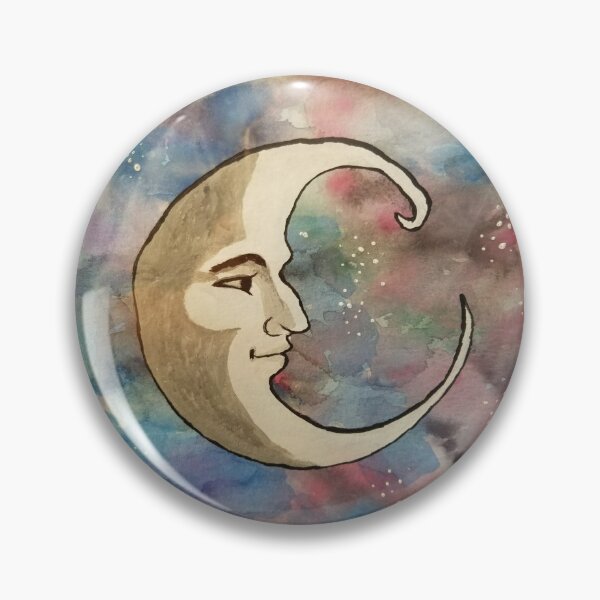 Item preview, MoonMan Man in the Moon, watercolor night sky designed and sold by WanderingDruidz.