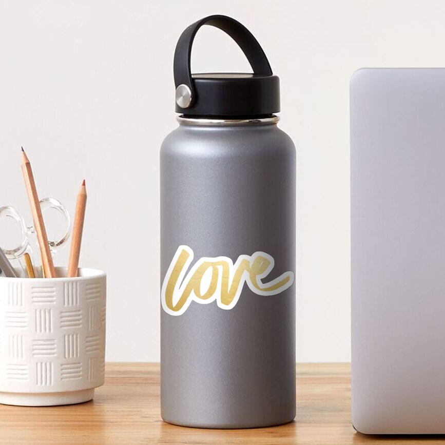 Love Gold Black Typography Sticker