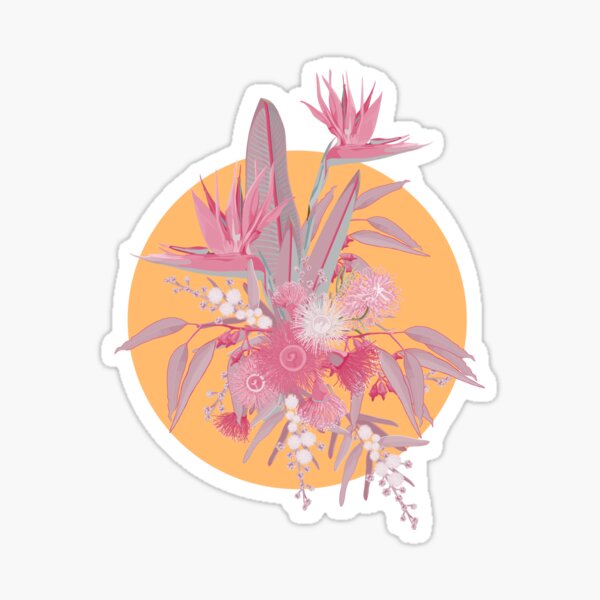 Eucalyptus Summer Bloom - Pink and Orange Colour Palette Sticker