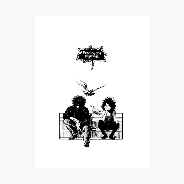 Feeding the Pigeons (black) Photographic Print