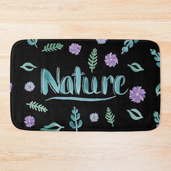 Item preview, Watercolor Brush Lettering - Nature with Leaves and Flowers on Black designed and sold by Karen McFarland.