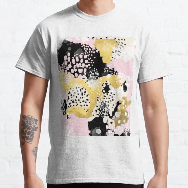 Simone - abstract painting gold foil trendy hipster pastel pink modern trendy colors decor college Classic T-Shirt