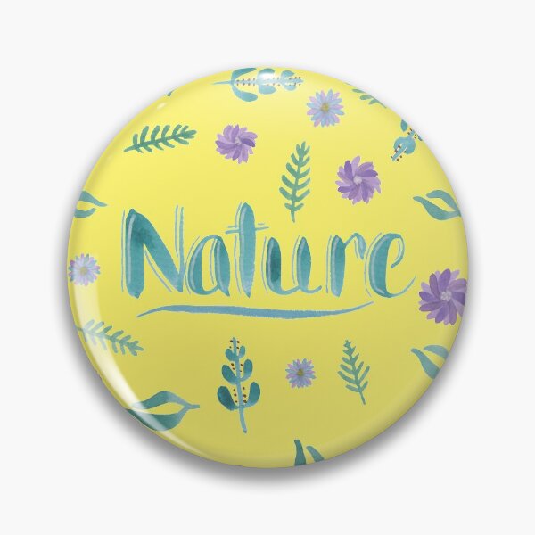 Item preview, Watercolor Brush Lettering - Nature with Leaves and Flowers on Yellow designed and sold by Karen McFarland.