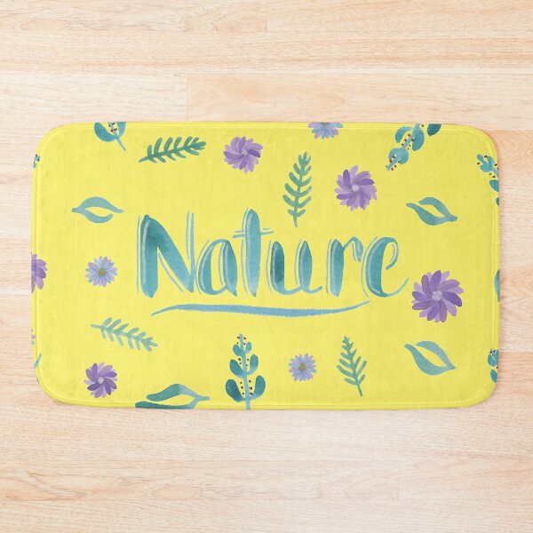 Item preview, Watercolor Brush Lettering - Nature with Leaves and Flowers on Yellow designed and sold by Karen McFarland.
