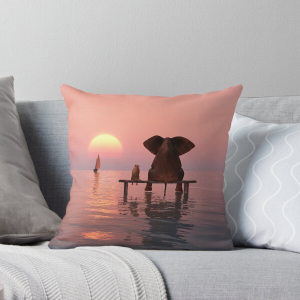 Item preview, elephant and dog sitting in the middle of the sea designed and sold by Mike Kiev art.