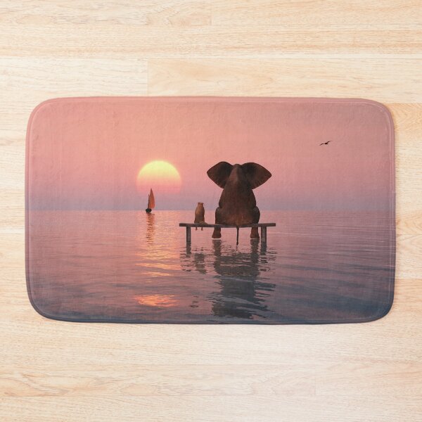 Item preview, elephant and dog sitting in the middle of the sea designed and sold by Mike Kiev art.