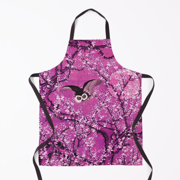 Item preview, FLOWERING CHERRY TREE SPRING BLOOMS AND OWL Pink Purple White Japanese Floral designed and sold by BulganLumini.