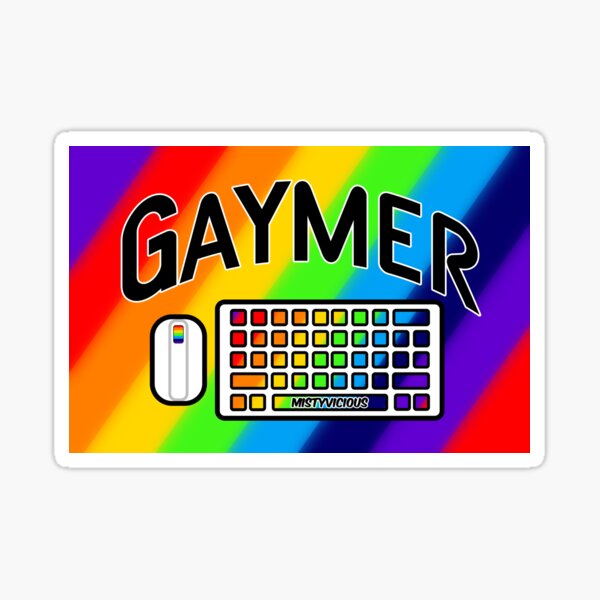 Rainbow Gaymer Keyboard Lefty Mouse Logo Sticker