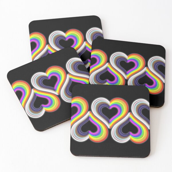 Item preview, Progress Pride Neon Light Hearts designed and sold by SpectreSparkC.