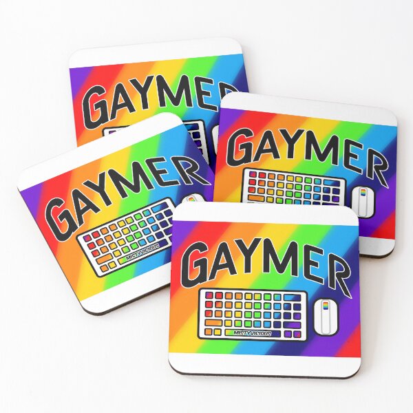 Rainbow Gaymer Keyboard Righty Mouse Logo Coasters (Set of 4)