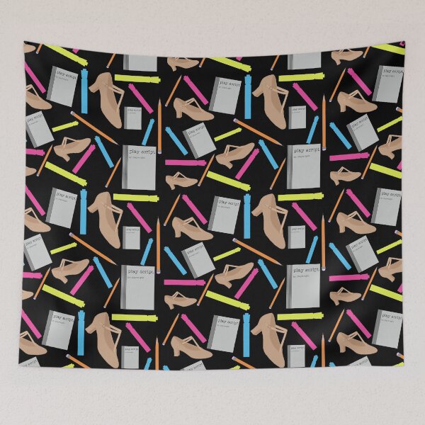 Item preview, theatre rehearsal essentials polka dots black background designed and sold by Ella's  Doodles And Designs.