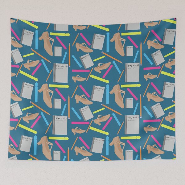 Item preview, theatre rehearsal essentials polka dots teal blue background designed and sold by Ella's  Doodles And Designs.