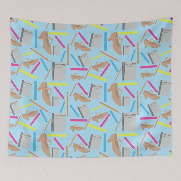 Item preview,  theatre rehearsal essentials polka dots light blue background designed and sold by Ella's  Doodles And Designs.