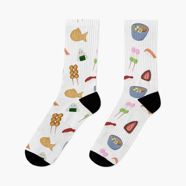 Item preview, Japan Food Illustrations Pattern (White) designed and sold by beckyjenksart.