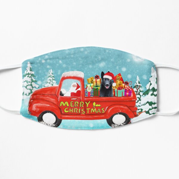 Christmas Santa Black German Shepherd Dog Christmas gifts delivery truck Flat Mask