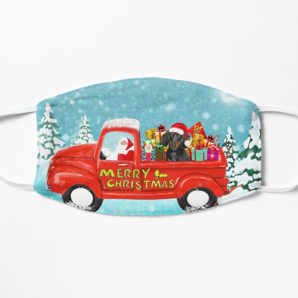 Christmas Santa Dachshund Dog Christmas gifts delivery truck Flat Mask