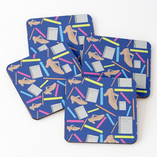 Item preview, theatre rehearsal essentials polka dark navy blue background designed and sold by Ella's  Doodles And Designs.