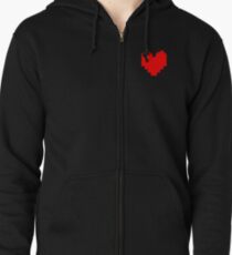 Undertales Herz Hoodie mit Reißverschluss