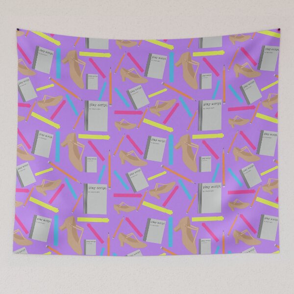 Item preview, theatre rehearsal essentials polka dark light purple background designed and sold by Ella's  Doodles And Designs.