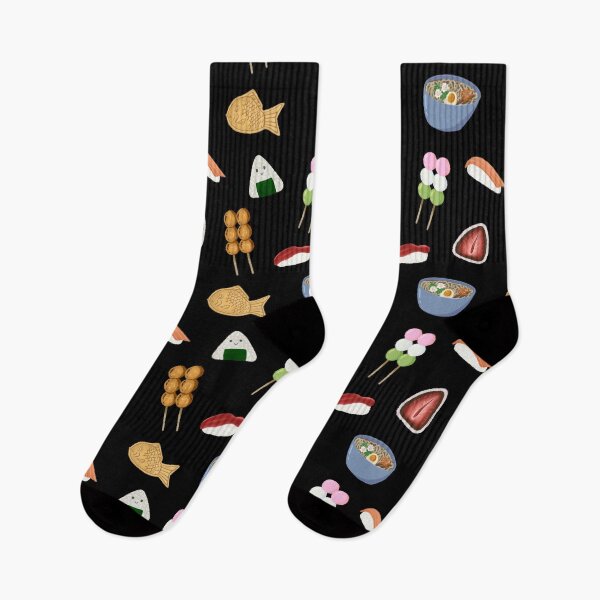 Item preview, Japan Food Illustrations Pattern (Black) designed and sold by beckyjenksart.