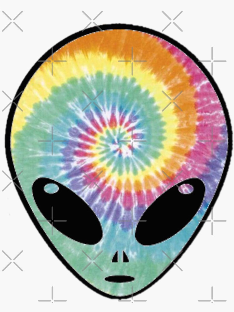 far out tie-dye alien Sticker for Sale by kat ellis