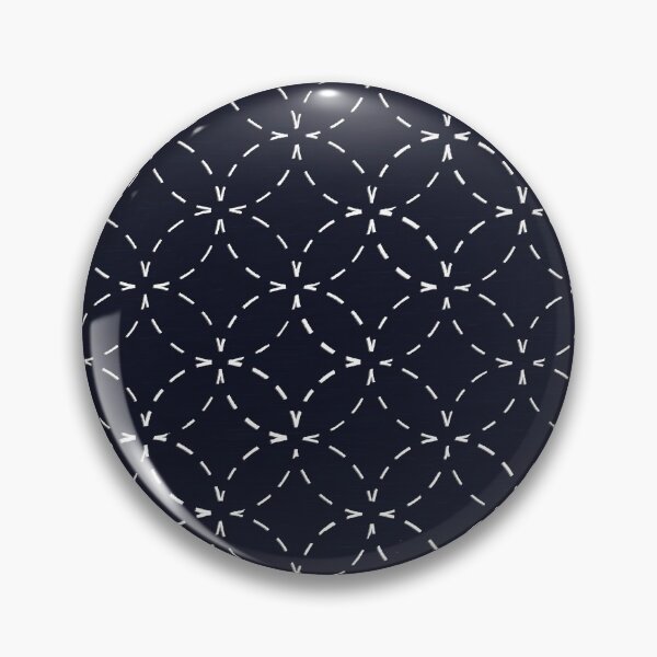Item preview, Traditional Japanese Sashiko Embroidery Shippou Intersecting Circle Geometric Pattern in Navy/Indigo designed and sold by Charredsky.