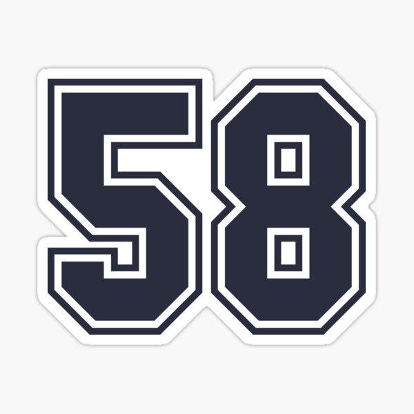 58 Sports Number Fifty-Eight Sticker for Sale by HelloFromAja
