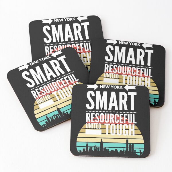 Item preview, NY Smart Resourceful United Tough Gift 3 - Retro Sunset NYC Skyscraper Skyline designed and sold by PupnkittyMania ⭐⭐⭐⭐⭐.