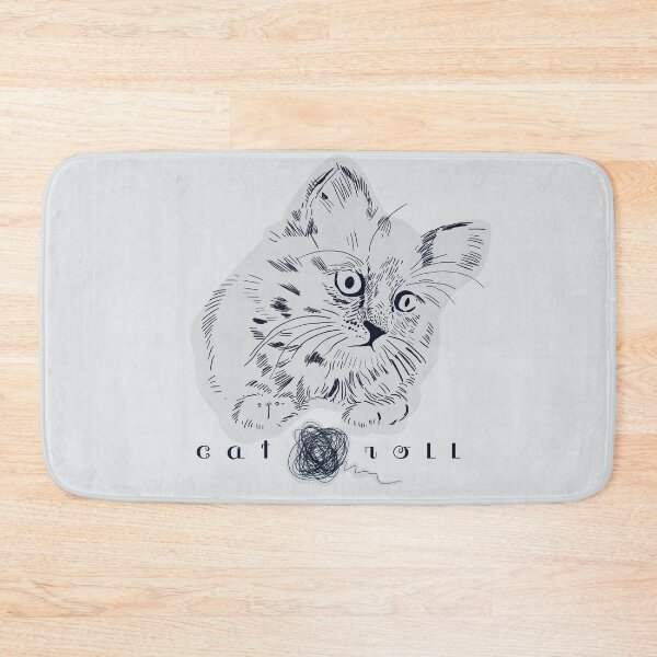 Item preview, Grey cat and roll designed and sold by korasi.