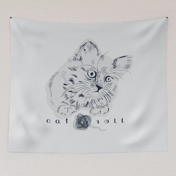 Item preview, Grey cat and roll designed and sold by korasi.