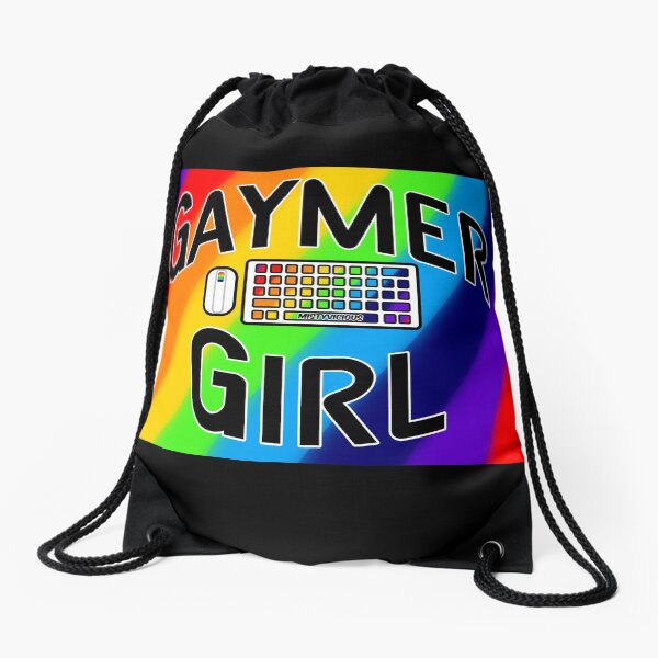 Rainbow Gaymer Girl Keyboard Lefty Mouse Logo Drawstring Bag