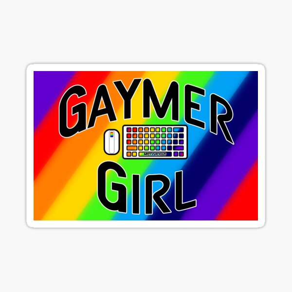 Rainbow Gaymer Girl Keyboard Lefty Mouse Logo Sticker