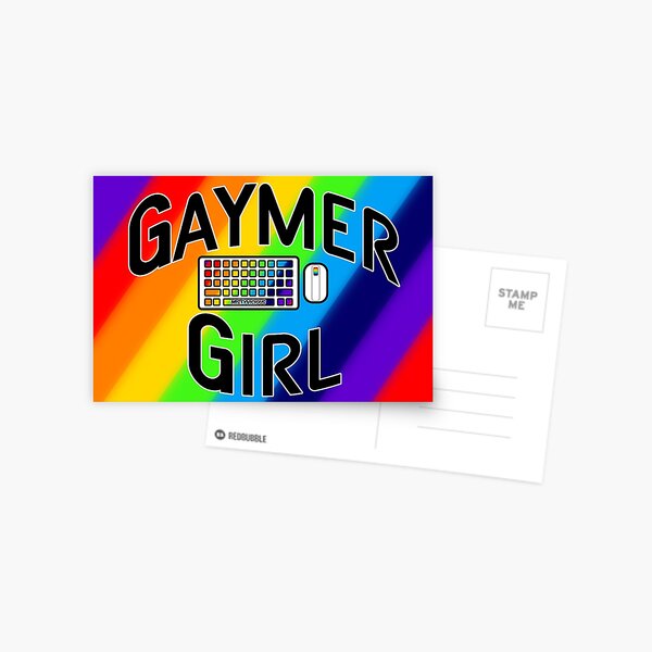 Rainbow Gaymer Girl Keyboard Righty Mouse Logo Postcard