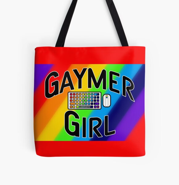 Rainbow Gaymer Girl Keyboard Righty Mouse Logo All Over Print Tote Bag