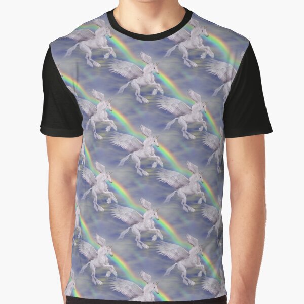 Unicorn Flying Over The Rainbow Graphic T-Shirt