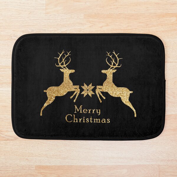Christmas gold deer Bath Mat