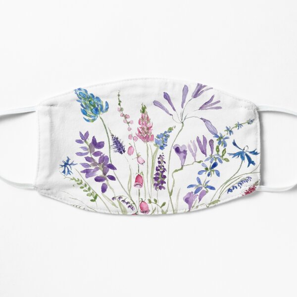 vintage wild flowers arrangement watercolor 2020 Flat Mask