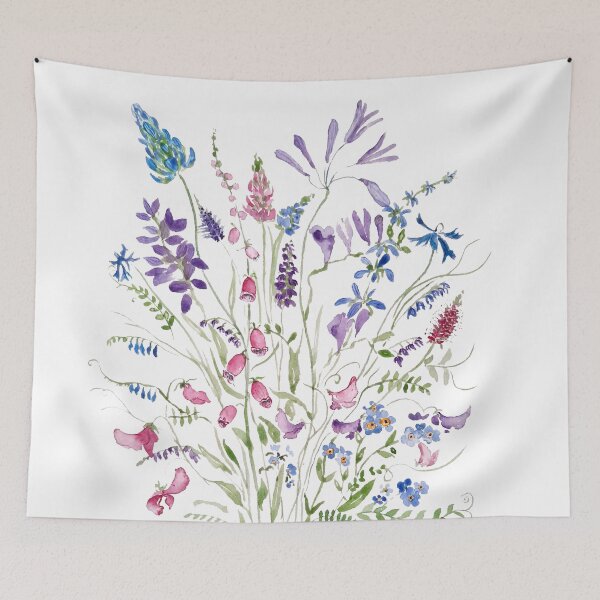 Item preview, hand painted vintage wild flowers arrangement watercolor 2020 designed and sold by ColorandColor.