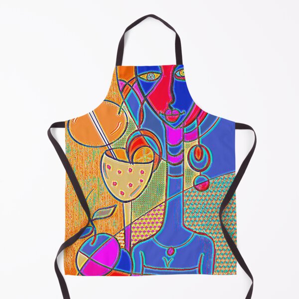 Item preview, Colourful Cocktail lady with long neck, dark blue.  designed and sold by NatanDesigns.